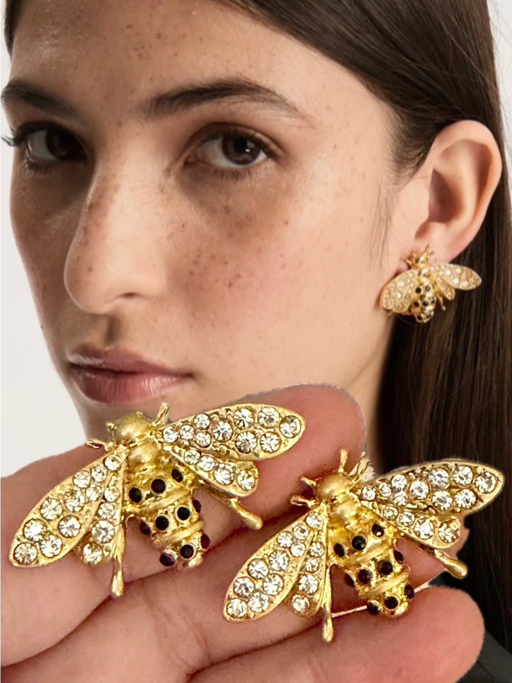 Oscar de la Renta Crystal Bee Earrings Post/Studs  ✨Elegant & Whimsical ✨